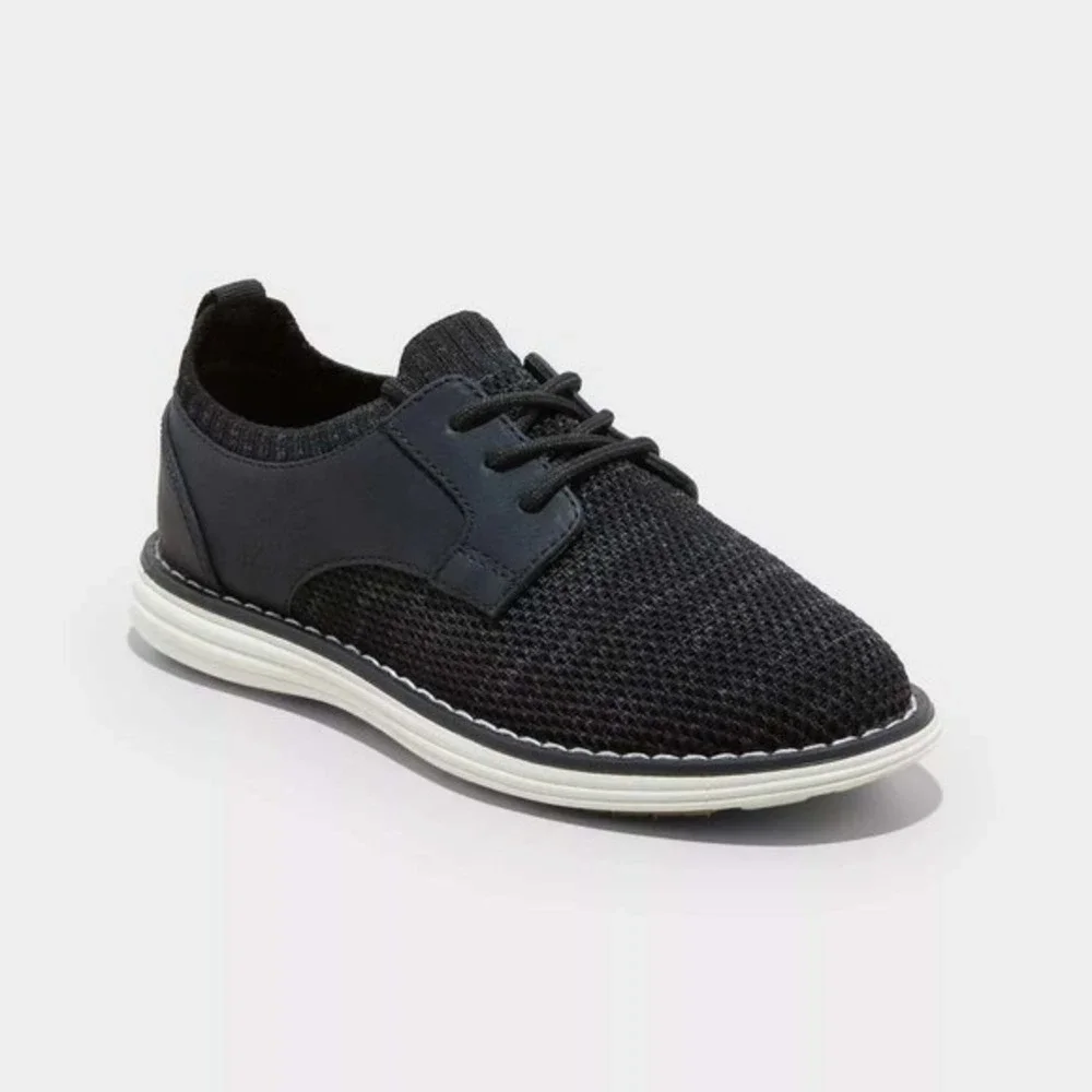 Boys Cat & Jack Elijah Oxford Dress Shoes Black Size 2 New With Tags